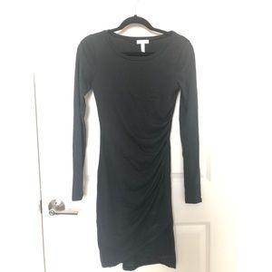 Black Leith Long Sleeve Ruched Dress